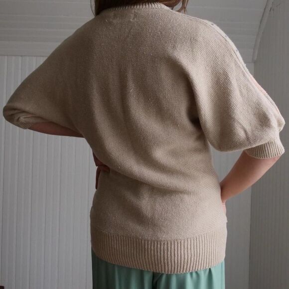 Sweet 80s floral intarsia sequined longline sweater‎ - Picture 2 of 8